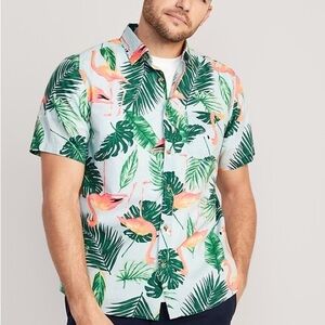 Old Navy Men's Flamingo Leaf Print Shirt